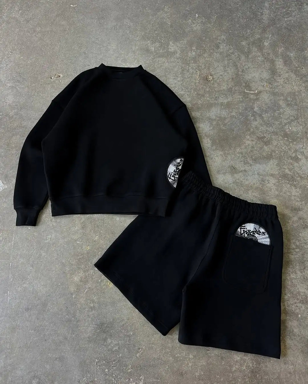 Dark Disc Pattern Shorts Set