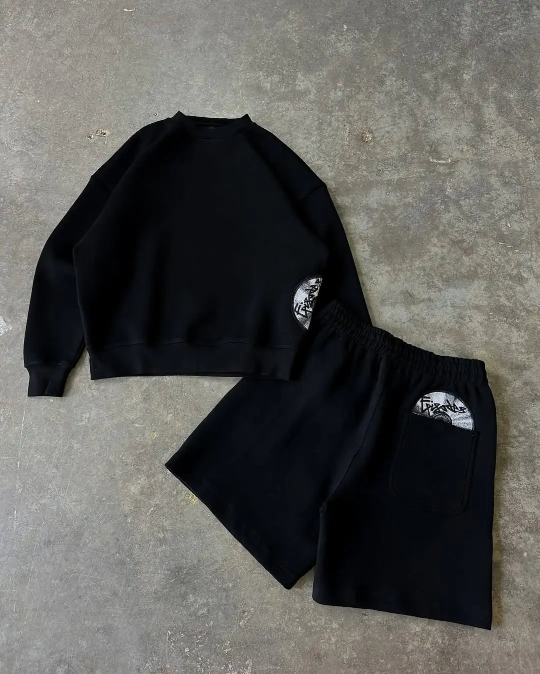 Dark Disc Pattern Shorts Set