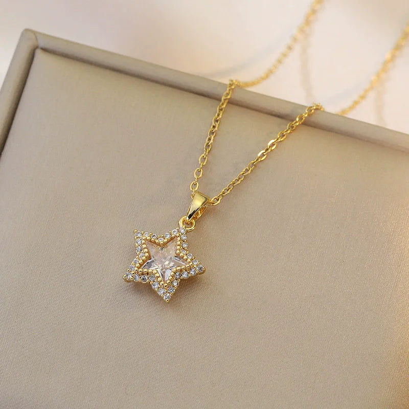 Colar Judaico Magen Estrela de David Prata Mulheres Cristal Israel Joalharia Judaica Hebraica Aço Inoxidável Hanukkah Pendentes