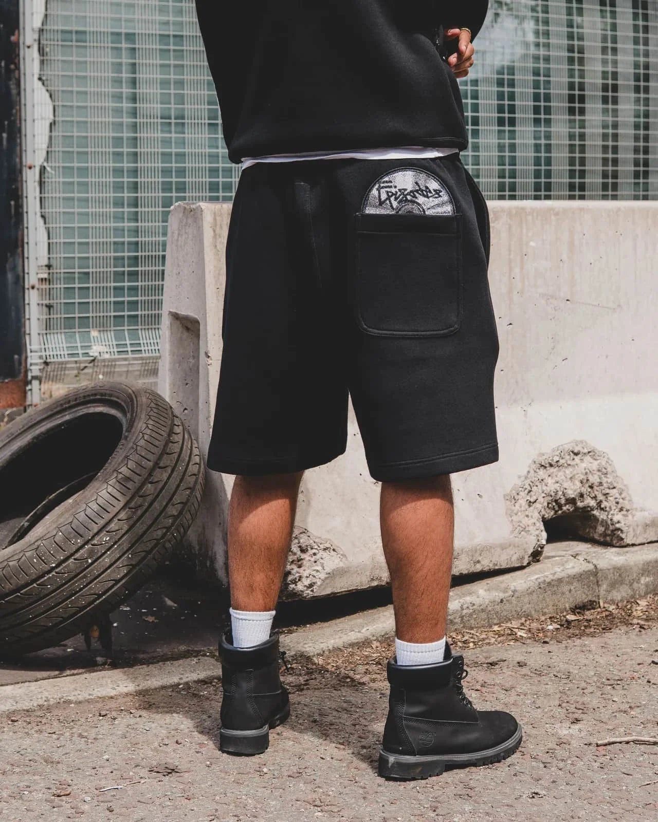 Conjunto de Calções Masculinos com Padrão de Discos Cinzentos Desportivo Casual Confortável Fato de Treino Solto Tecido Respirável Minimalista Moderno Athleisure