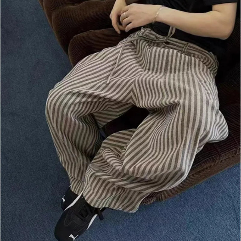 Vintage Stripe Wide-Leg Trousers