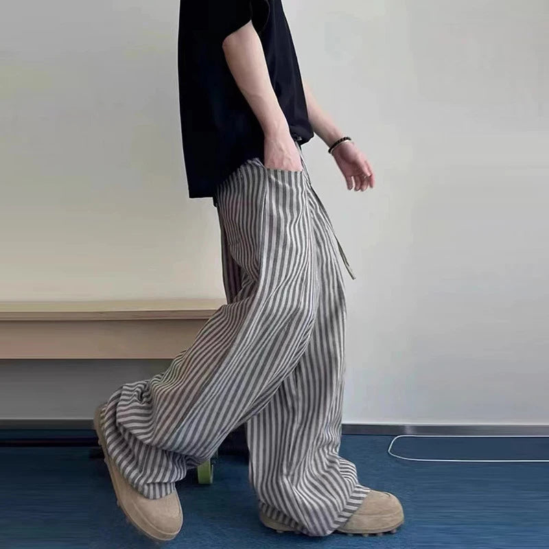 Vintage Stripe Wide-Leg Trousers