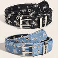 1PC Nouvelle Ceinture De Luxe Tendance Noir Punk Accessoires Bleu Jean Ceinture HipHop Y2k Étoile Creuse Boucle Ardillon Taille，Pour Hommes Femmes