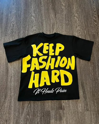 T-shirt Imprimé Graphique Col Rond Pur Coton High Street Nouveau Femme Tendance Marque Ample Décontracté Couple Américain Harajuku Y2k