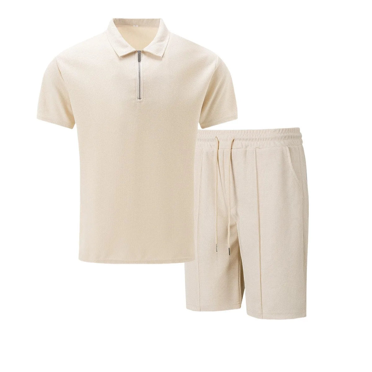 Waffle Zip-Up Polo