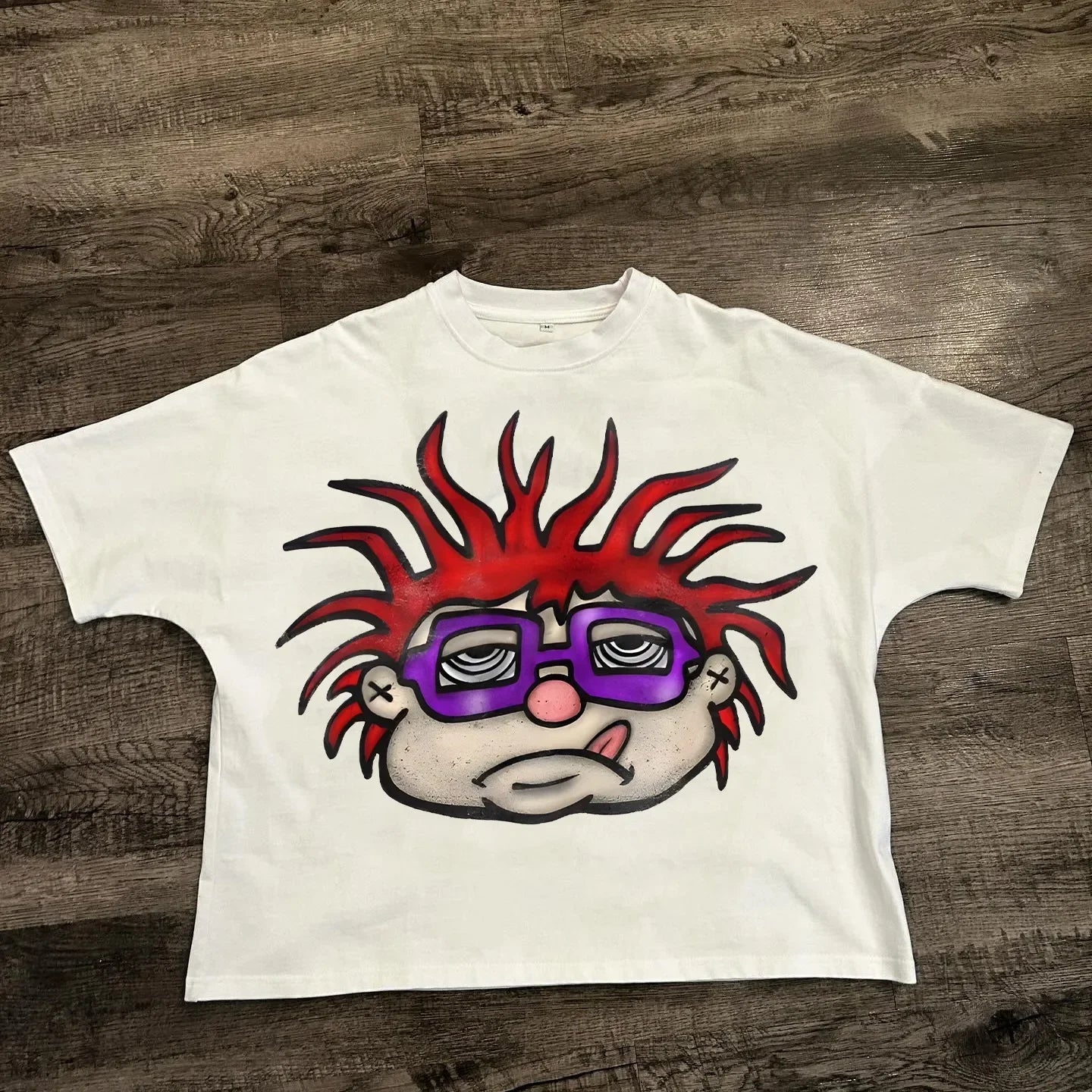 T-shirt de Algodão Solta de Moda Masculina Hip-hop de Rua com Gráficos T-shirts de Streetwear Harajuku Unissexo, Desenho Animado Americano Chique