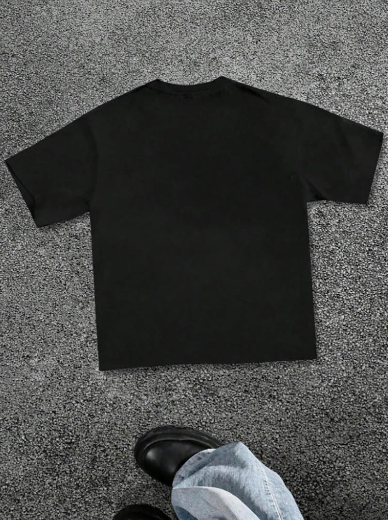 T-shirt de Texto Elástico Londres, T-shirt Gráfica com Tipo de Letra Arrojado, Adequada para Roupa de Estilo Urbano Masculino, Adequada para Todas as Estações, Confortável e Ajustada, Presente Ideal
