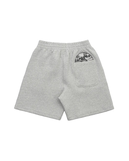 Conjunto de Calções Masculinos com Padrão de Discos Cinzentos Desportivo Casual Confortável Fato de Treino Solto Tecido Respirável Minimalista Moderno Athleisure