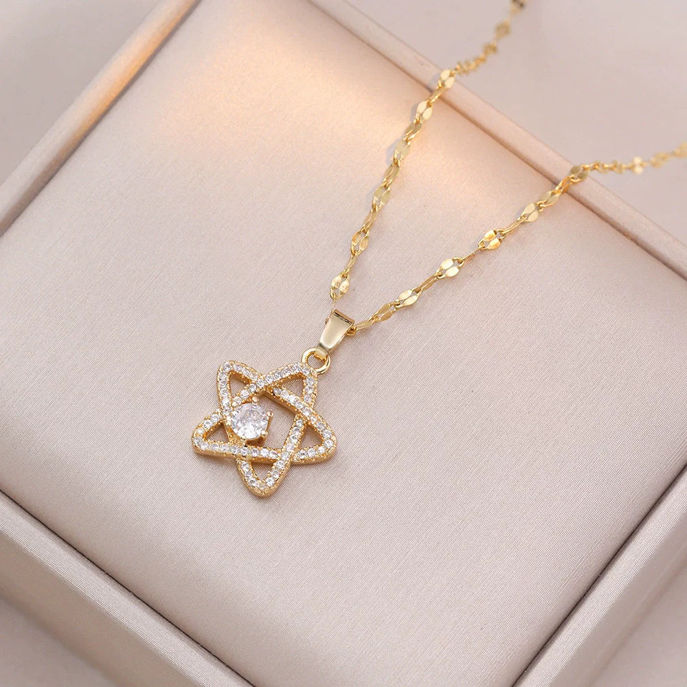 Colar Judaico Magen Estrela de David Prata Mulheres Cristal Israel Joalharia Judaica Hebraica Aço Inoxidável Hanukkah Pendentes