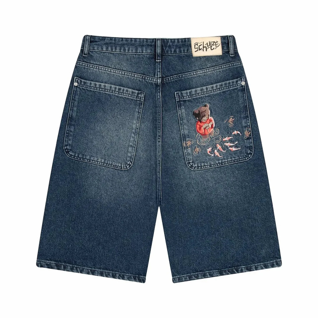 "Koi Fish v2" Jorts Washed Indigo