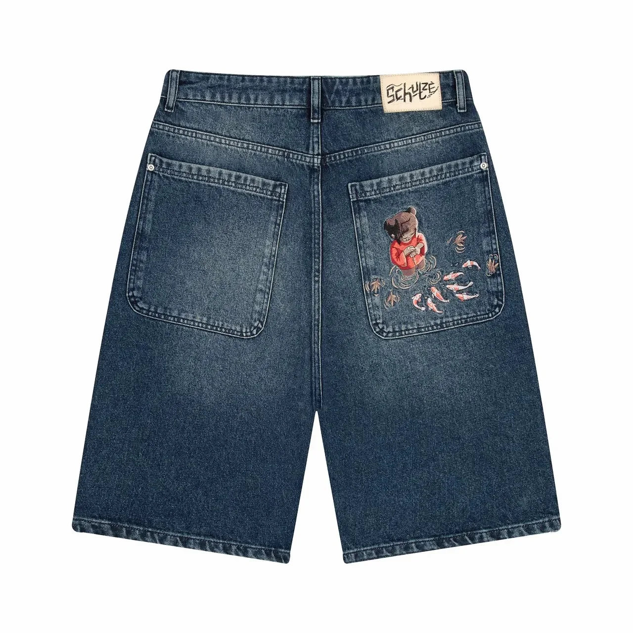 "Koi Fish v2" Jorts Washed Indigo
