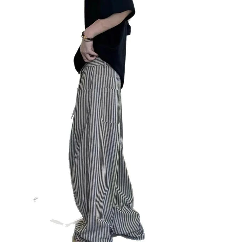 Vintage Stripe Wide-Leg Trousers