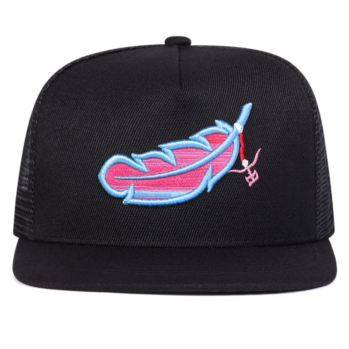 Chapéus de Rede Hip-hop com Bordados de Penas Coloridas Unissexo Primavera Verão Exterior Ajustável Casual Bonés de Basebol Chapéu de Sol