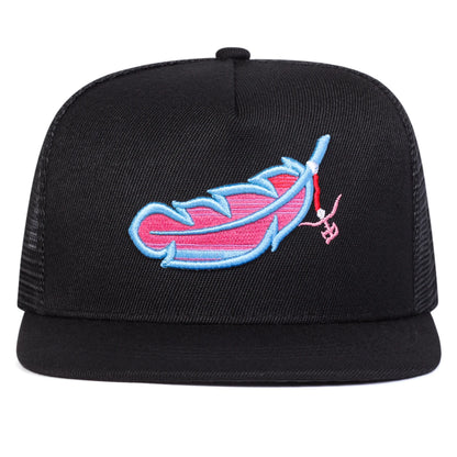 Chapéus de Rede Hip-hop com Bordados de Penas Coloridas Unissexo Primavera Verão Exterior Ajustável Casual Bonés de Basebol Chapéu de Sol