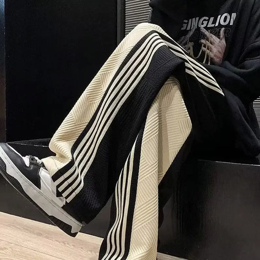 Striped Straight-Leg Sweatpants