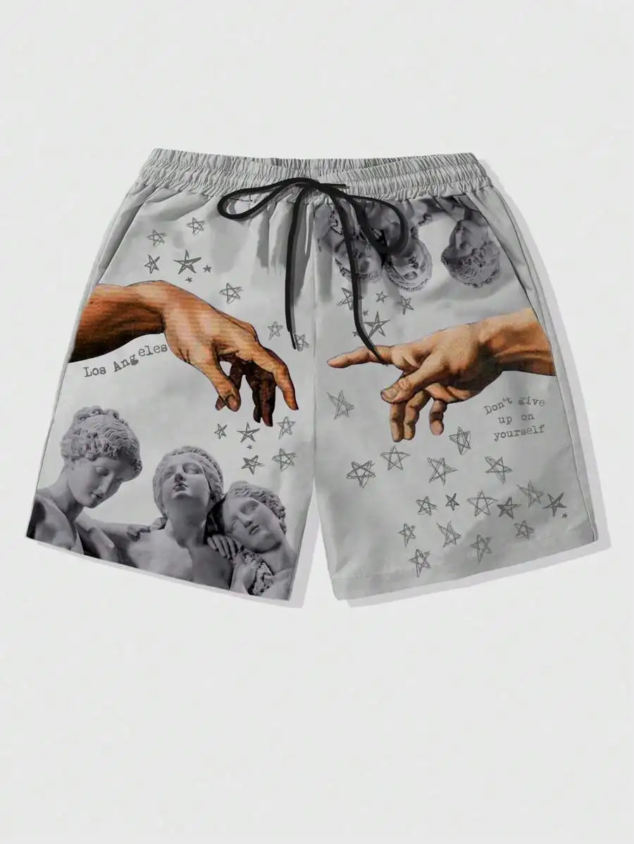 3D Sculpture Print Shorts
