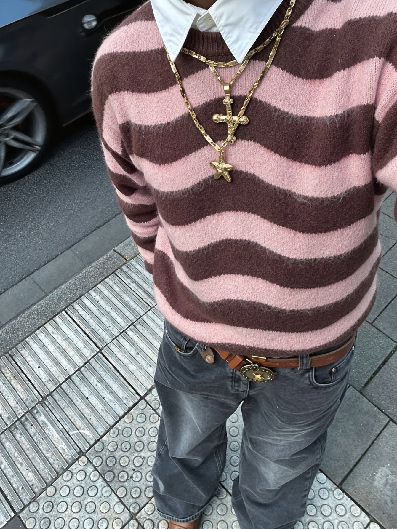 Dark Stripe Knit Pullover