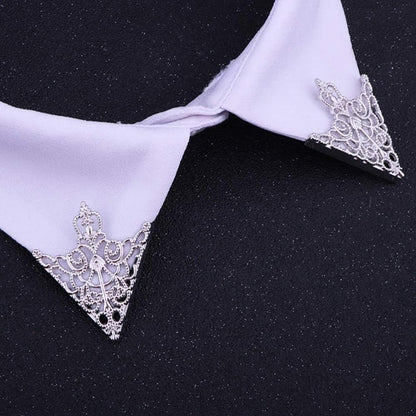 Lot de 2 pinces triangulaires rétro à motif ajouré, accessoires de mode raffinés pour costumes et chemises homme et femme