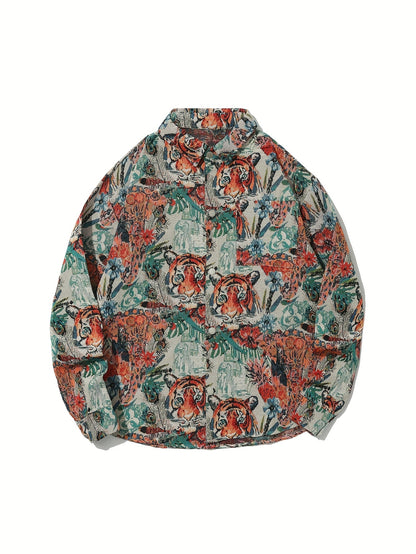 Casaco-Camisa de Urso de Homem Vintage Americano, Camisa Casual de Luxo da Moda para Outono