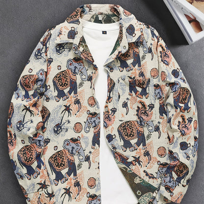 Casaco-Camisa de Urso de Homem Vintage Americano, Camisa Casual de Luxo da Moda para Outono