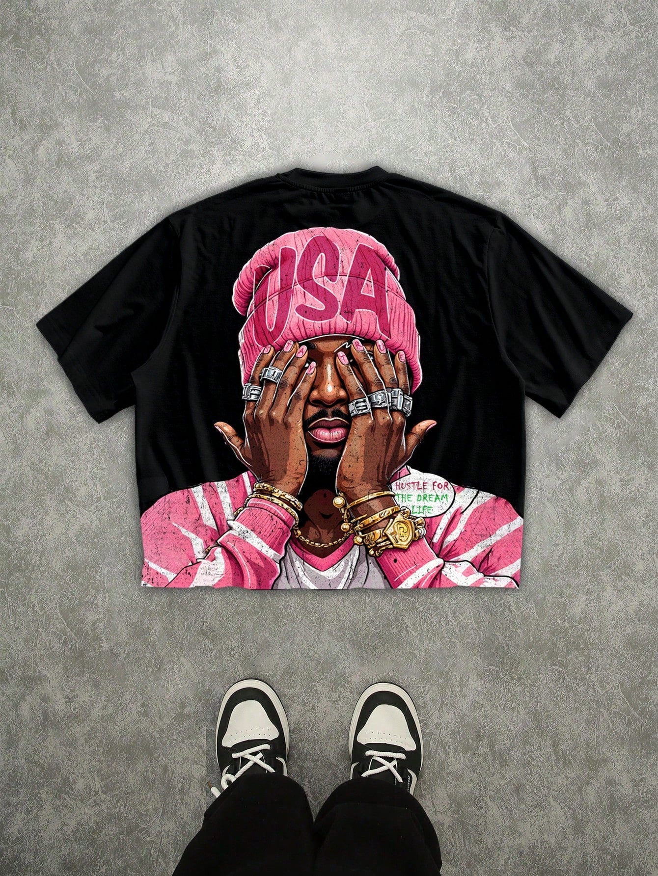 T-shirt de homem casual de manga curta branca, t-shirt de homem com estampado digital 3D, t-shirt streetwear estilo hip hop com estampado de rapper, t-shirt de homem de manga curta, t-shirt de homem casual de gola redonda e manga curta.