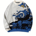 Camisola unissexo de manga comprida com estampado da pintura a óleo "A Noite Estrelada" de Van Gogh, ideal para a primavera, outono e inverno. Modelo casual e versátil, com gola redonda e ombros descaídos.