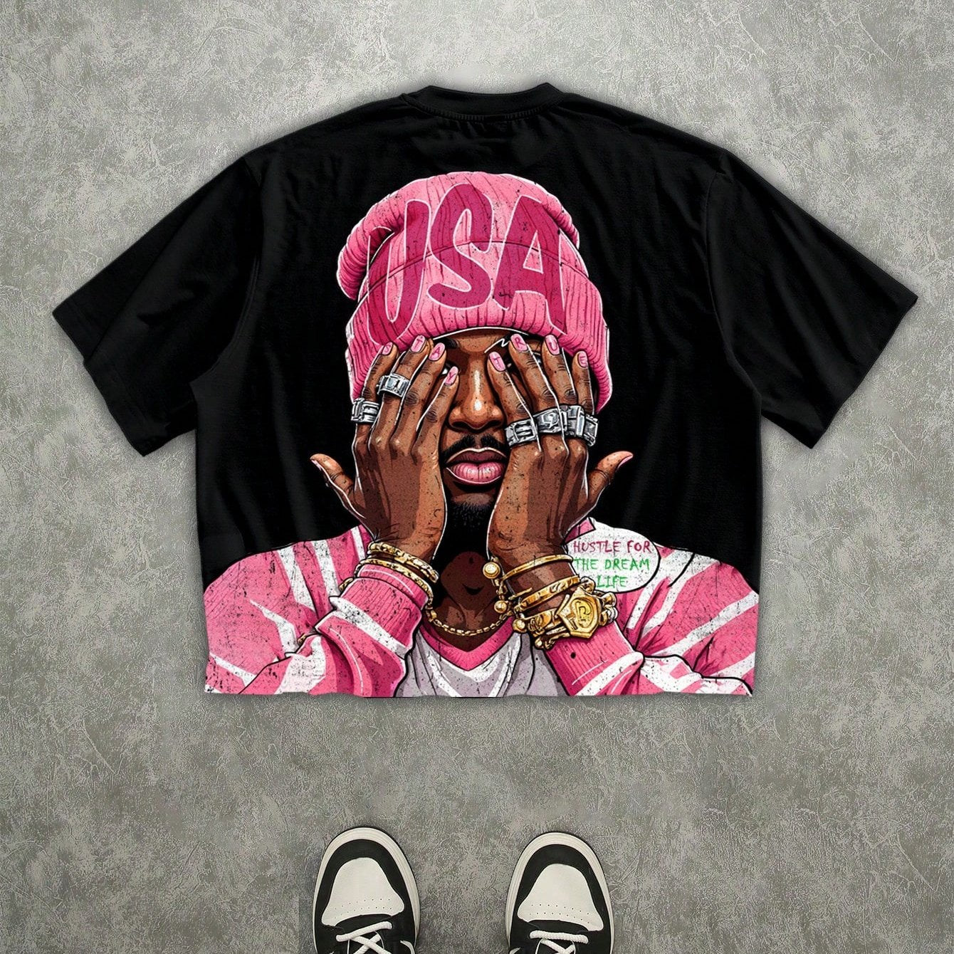 T-shirt de homem casual de manga curta branca, t-shirt de homem com estampado digital 3D, t-shirt streetwear estilo hip hop com estampado de rapper, t-shirt de homem de manga curta, t-shirt de homem casual de gola redonda e manga curta.