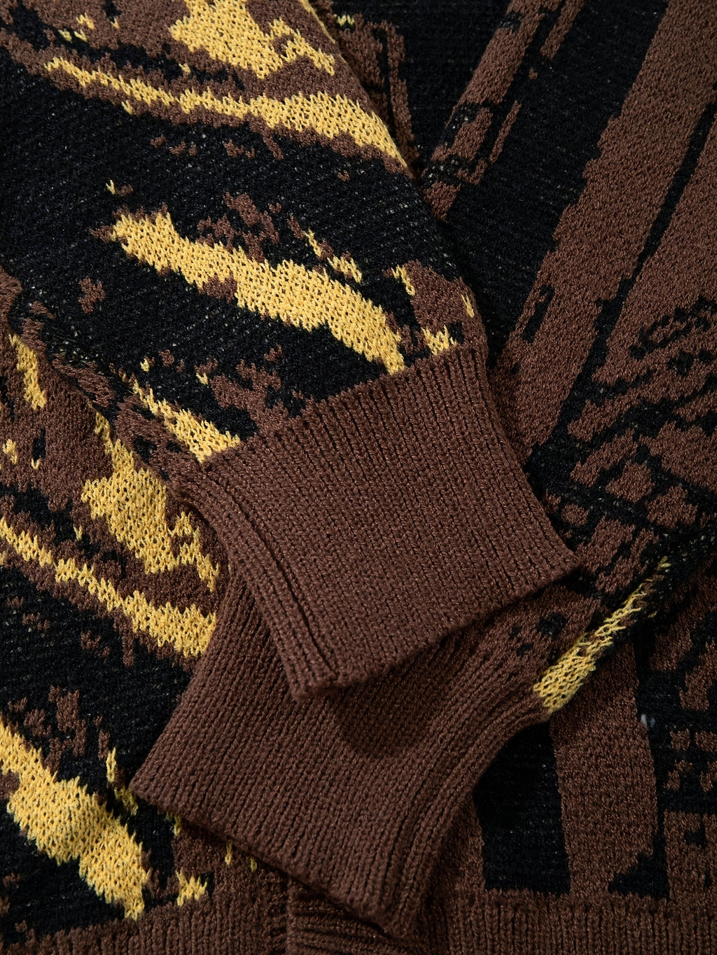 Cardigan masculino casual de malha larga com estampado vintage da Mona Lisa | Decote em V, manga comprida, outono/inverno, ANDREILEE