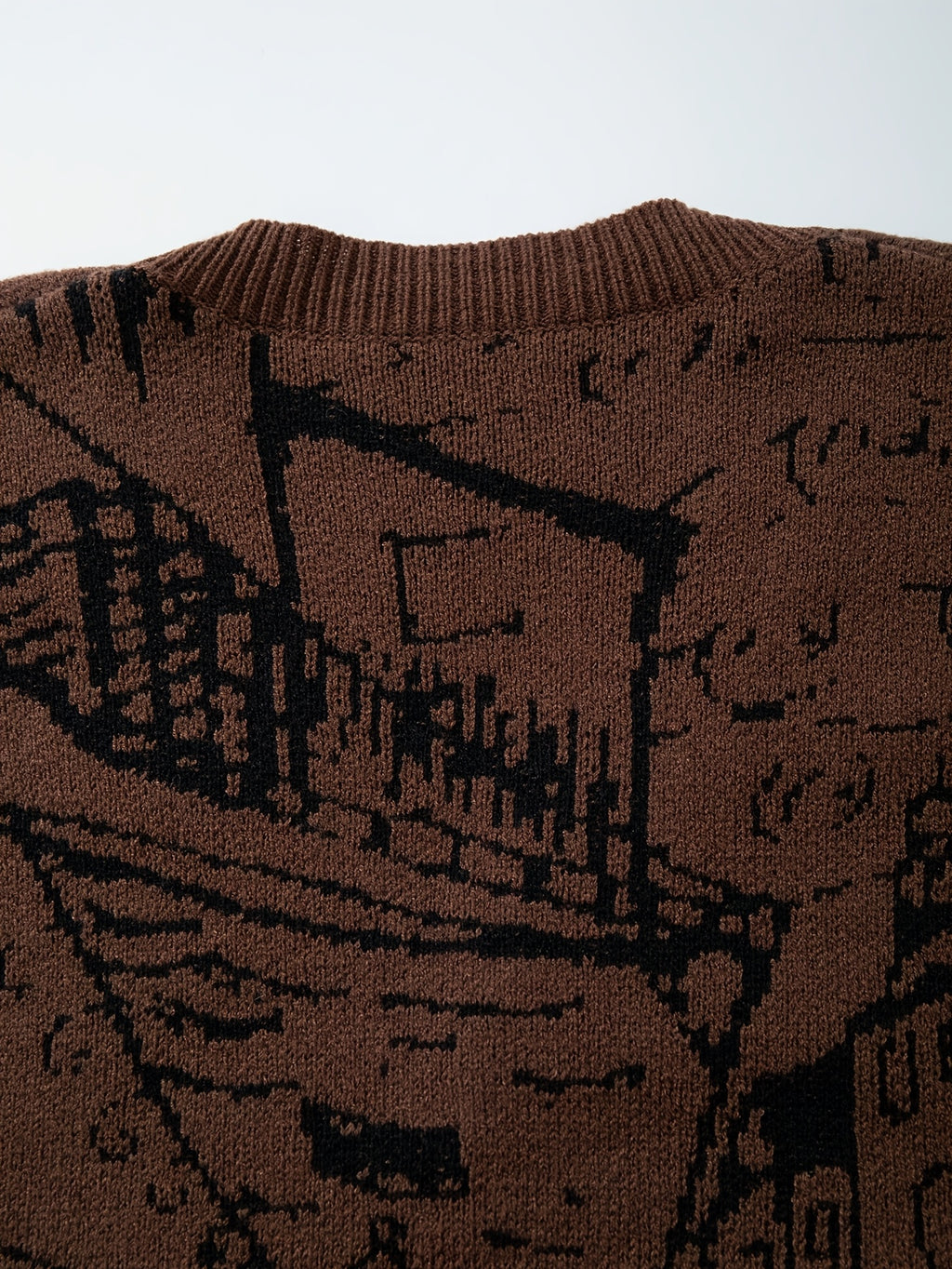 Cardigan masculino casual de malha larga com estampado vintage da Mona Lisa | Decote em V, manga comprida, outono/inverno, ANDREILEE